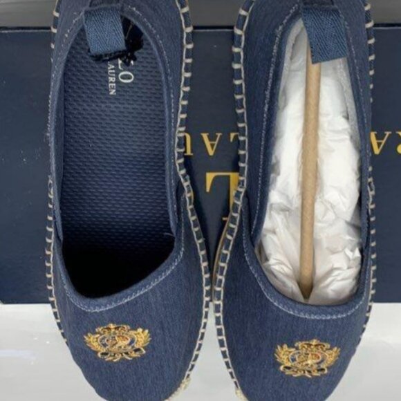 Polo by Ralph Lauren Denim Blue Slip-Ons with Gold Crest main image 9